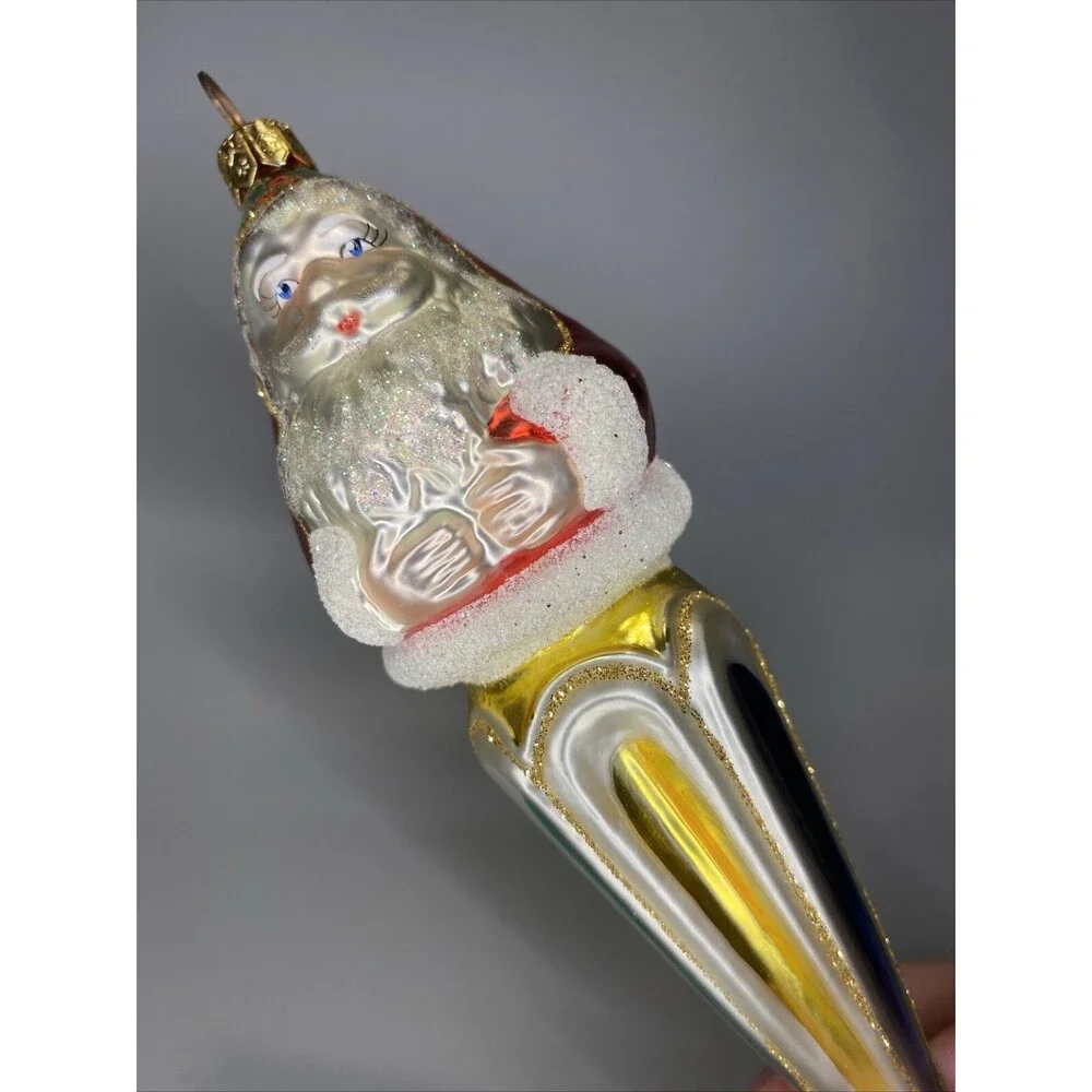 Kurt Adler Santa Icicle Polonaise Glass Christmas Drop Ornament by KOMOZJA